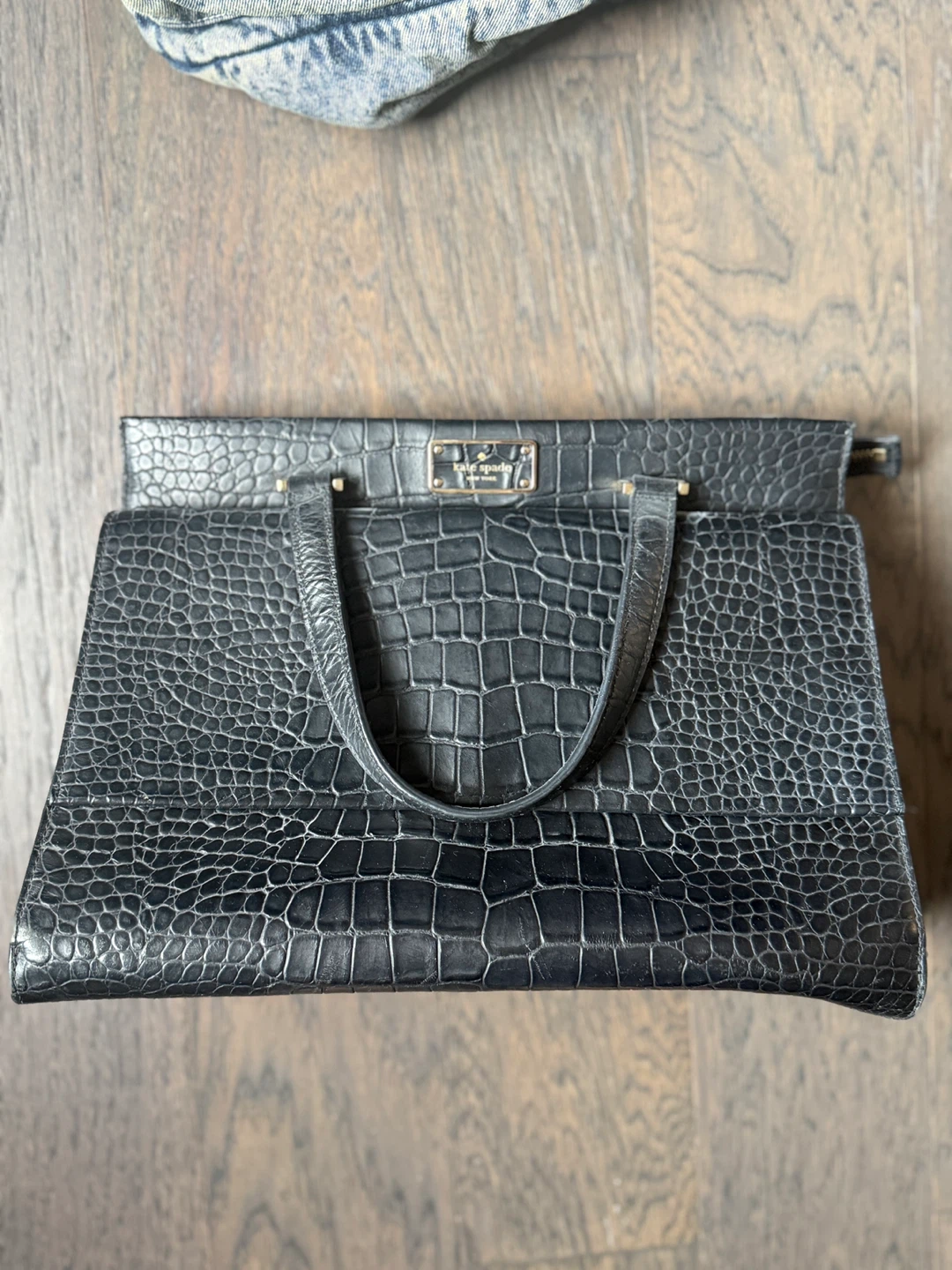 Kate Spade Black Croc Embossed Handbag