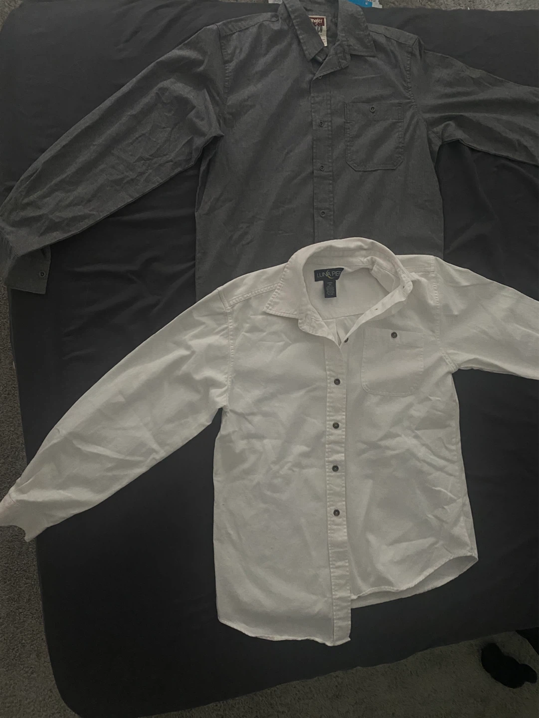 Two Long-Sleeve Button-Up Shirts (Grey & White) - photo 2