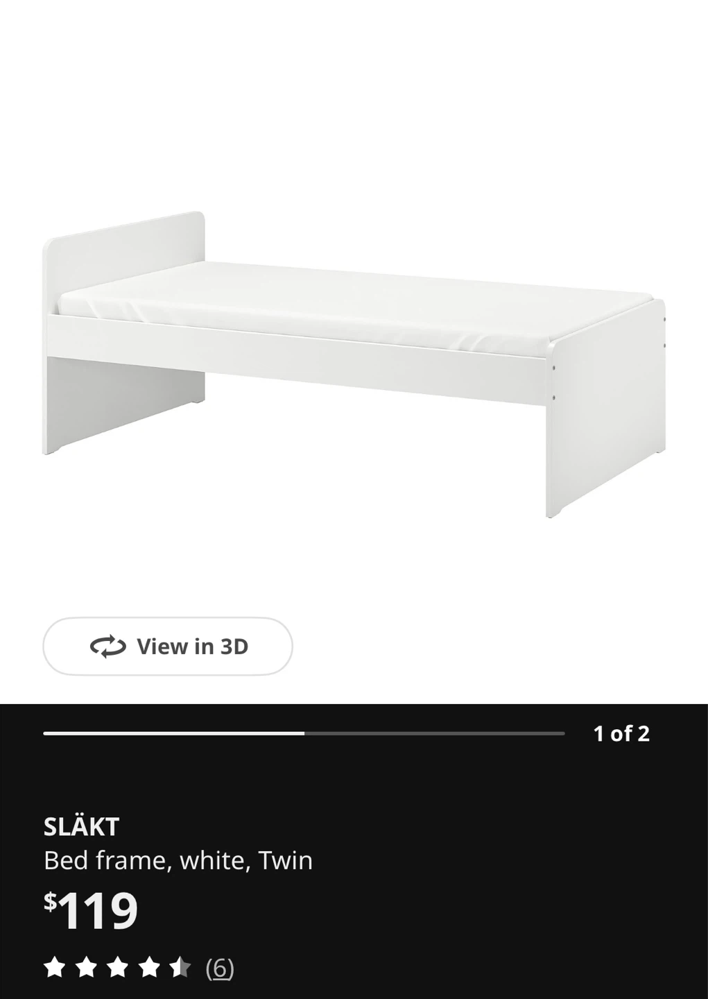 IKEA SLÄKT Twin Bed Frame - White