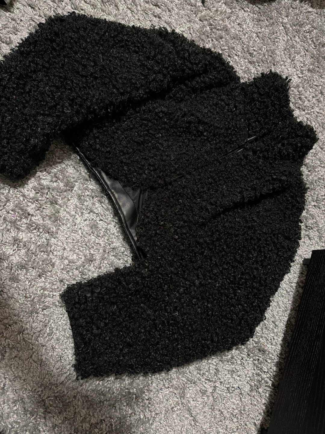 Black Fuzzy Cropped Jacket - photo 2