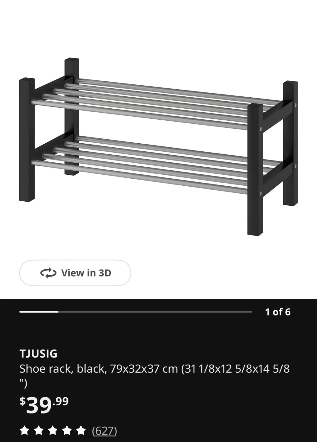 IKEA TJUSIG Shoe Rack - Black (2 available)