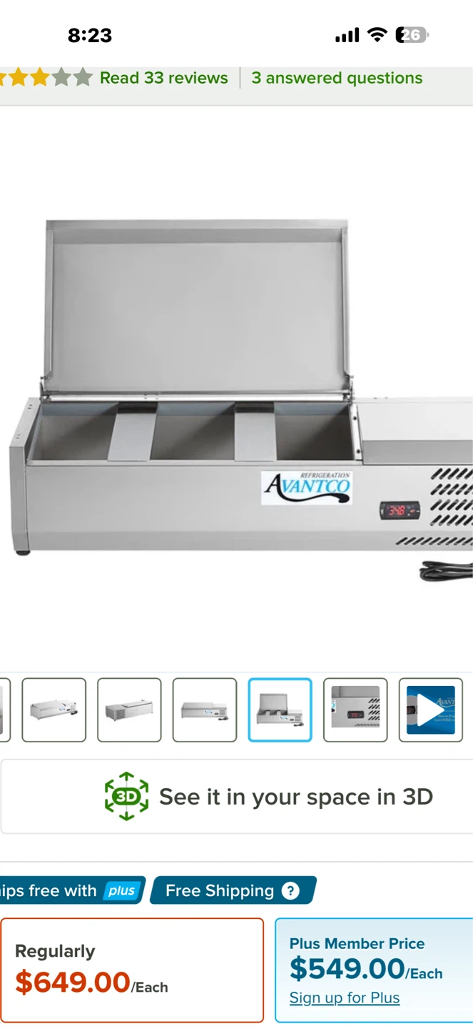 Avantco Refrigerated Sandwich/Salad Prep Table - Stainless Steel