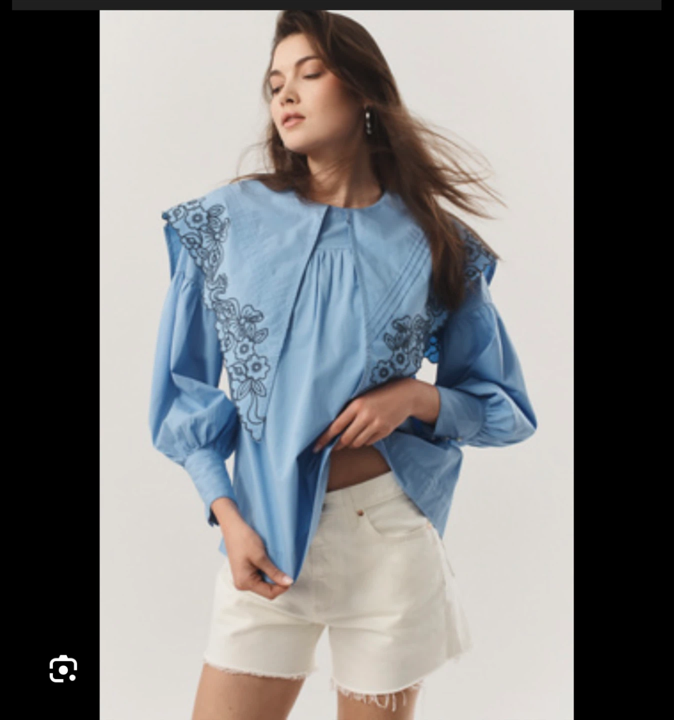DIMSON MODERN. Blue Embroidered Collar Blouse Size 8