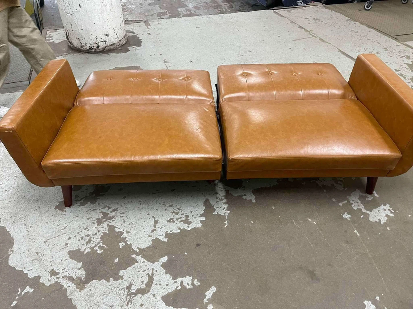 Brown Faux Leather Loveseat Sofa with delivery