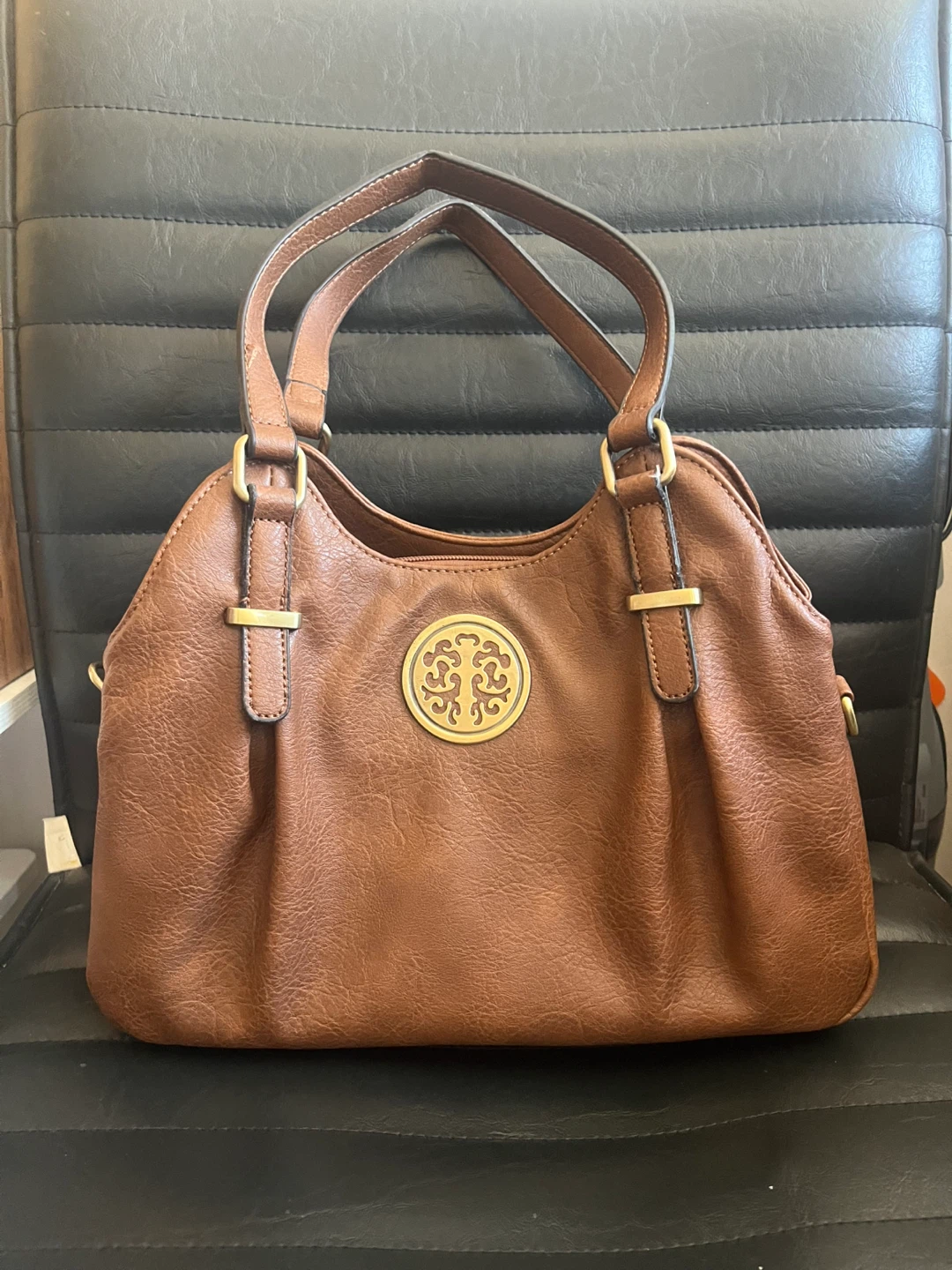 Brown Faux Leather Handbag