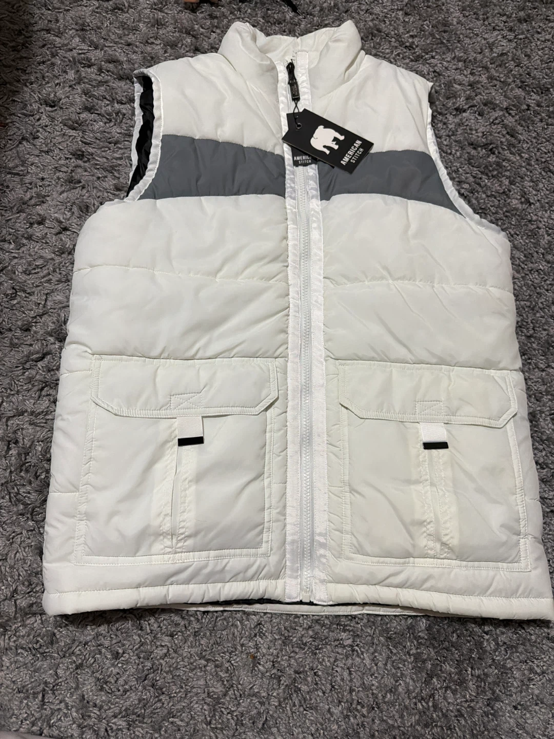 American Stitch White Panel Vest Size S