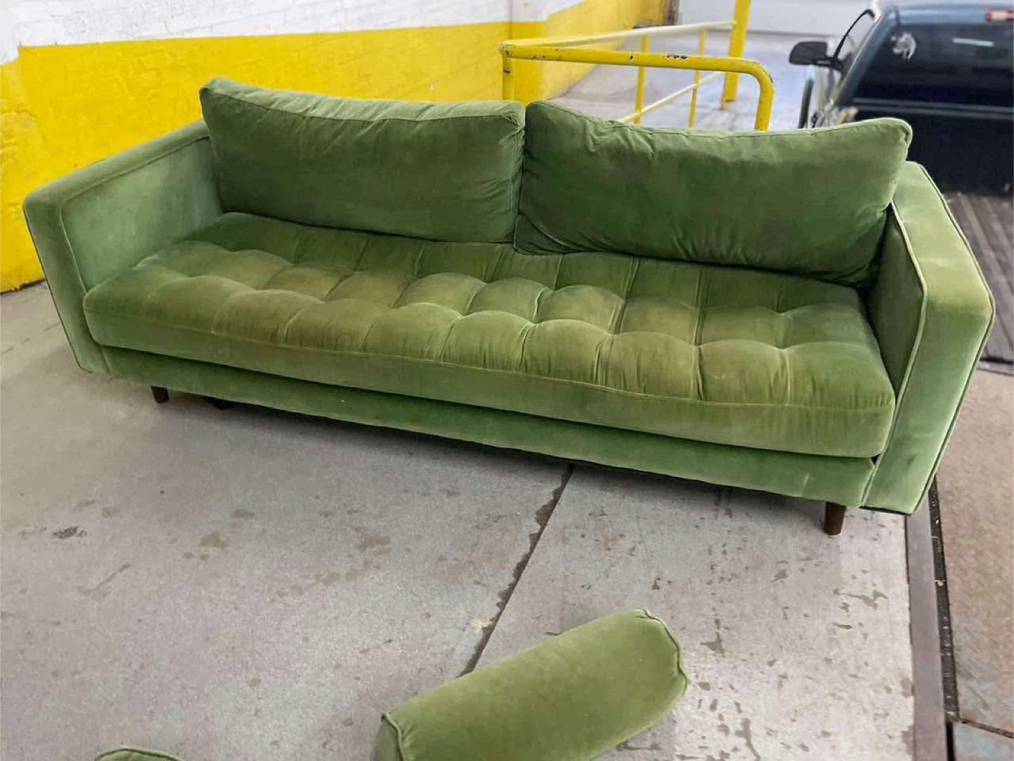 Green Velvet Tufted Sofa with delivery