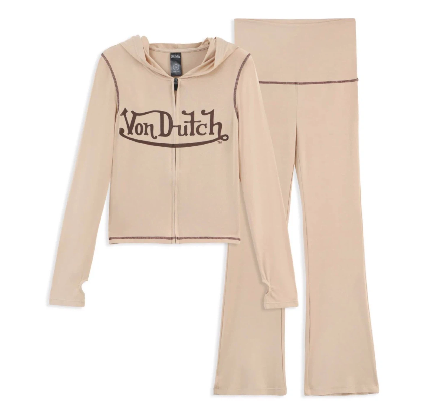 Von Dutch Tan Velour Tracksuit Set - photo 3