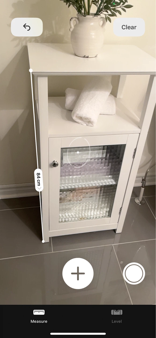 White Bathroom Storage Cabinet with Glass Door - photo 2