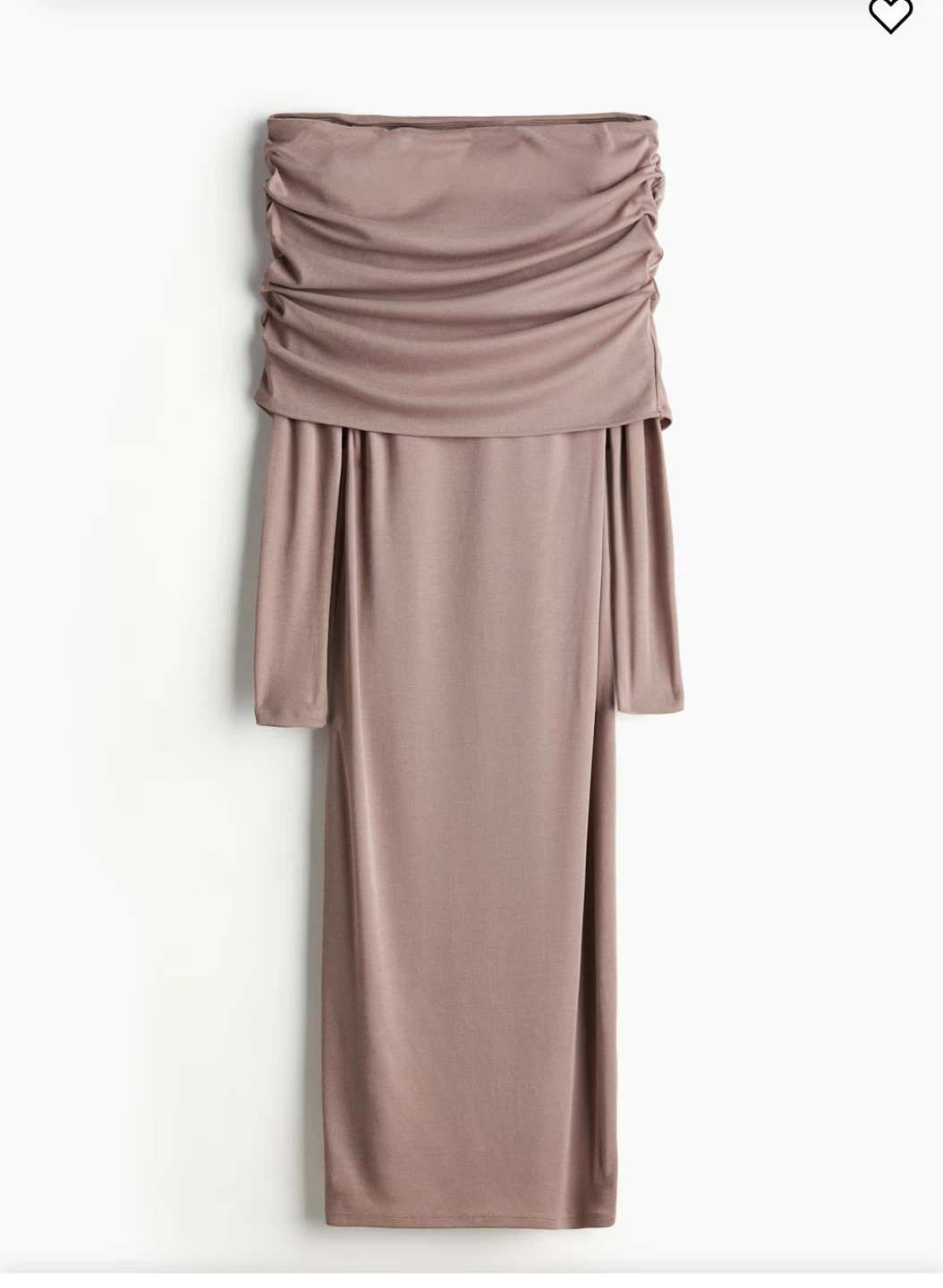 Taupe Ruched Off-the-Shoulder Dress