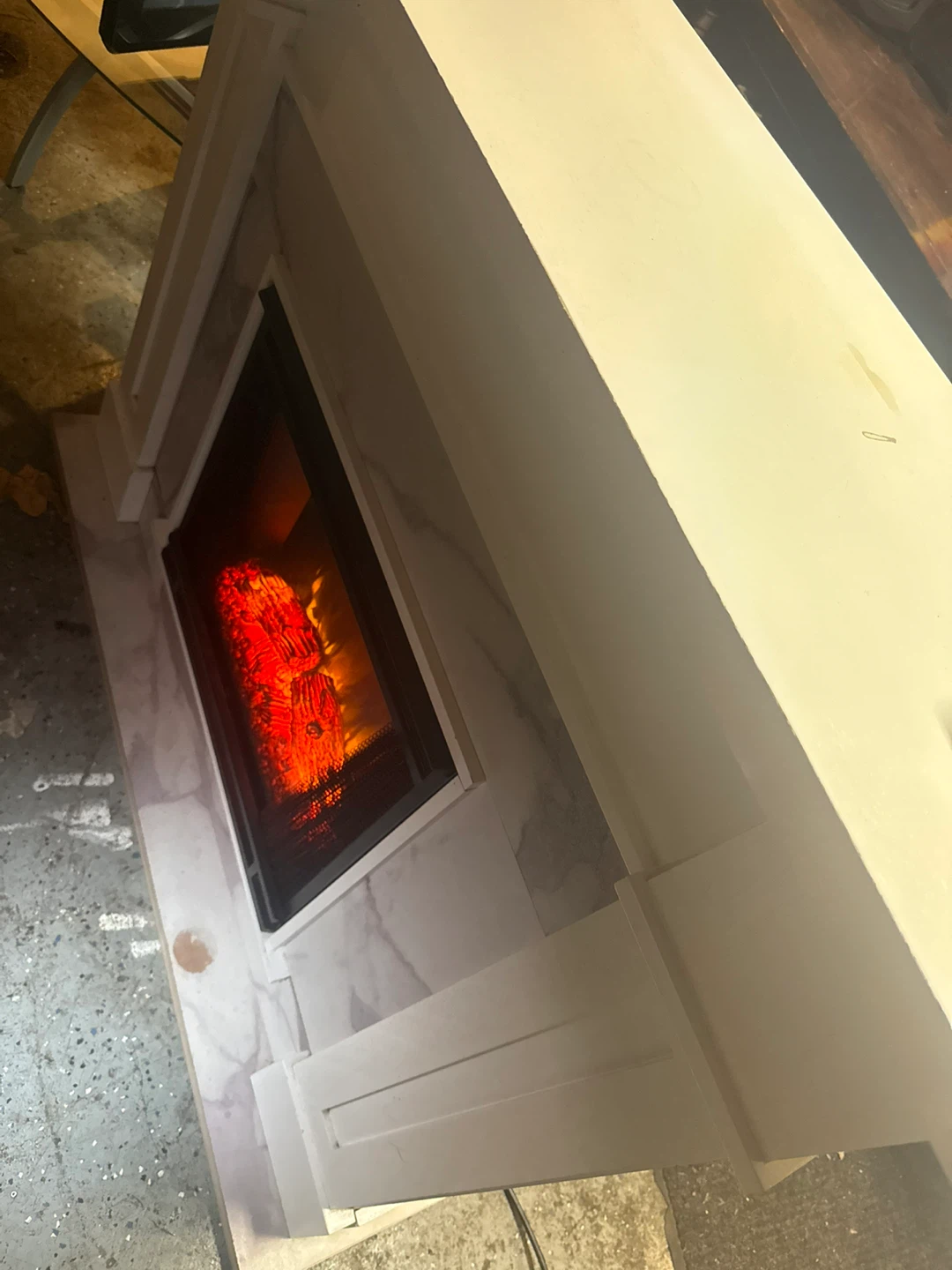 Electric Fireplace with Marble Surround