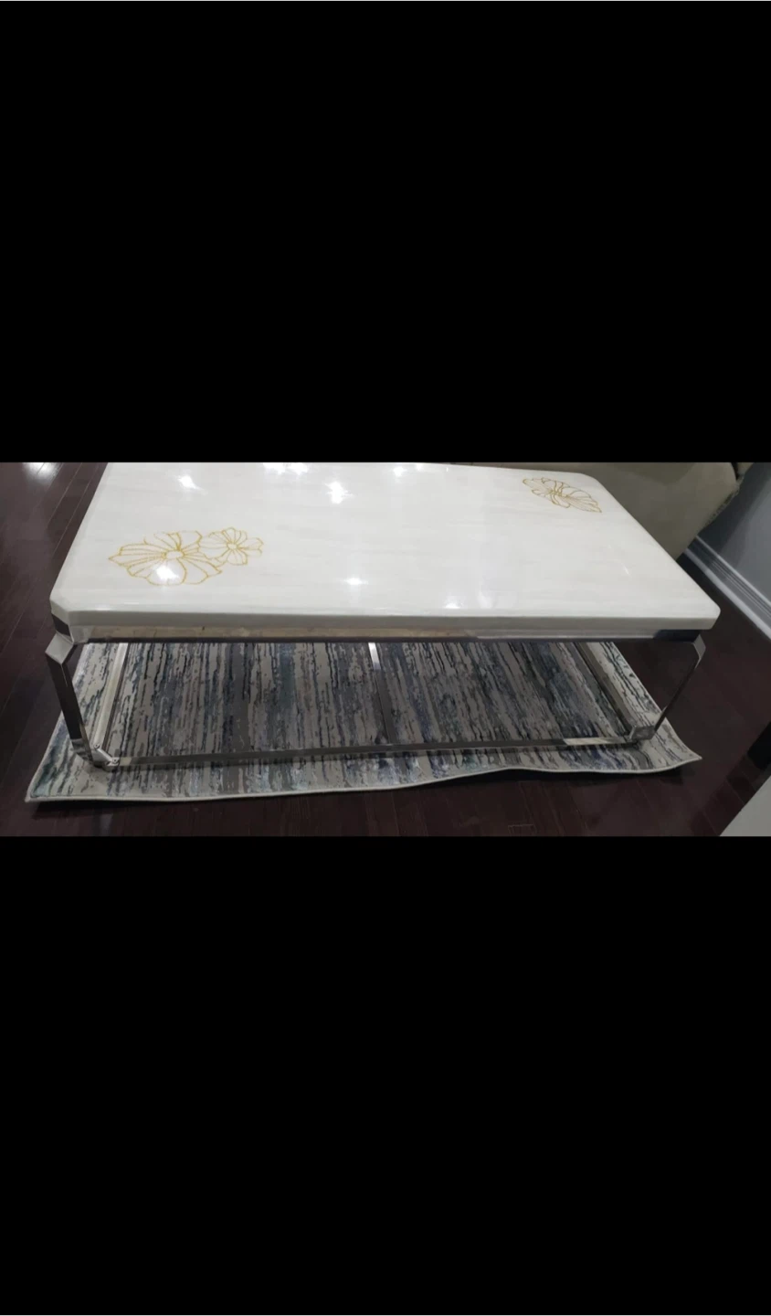 White coffee table with gold floral design MOVE OUT SALE!! - photo 3