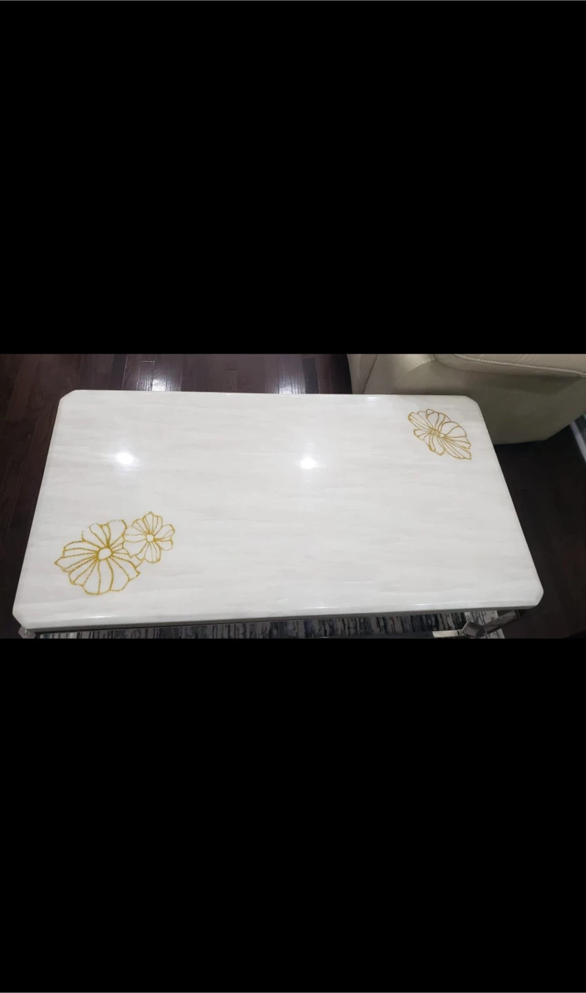 White coffee table with gold floral design MOVE OUT SALE!! - photo 2