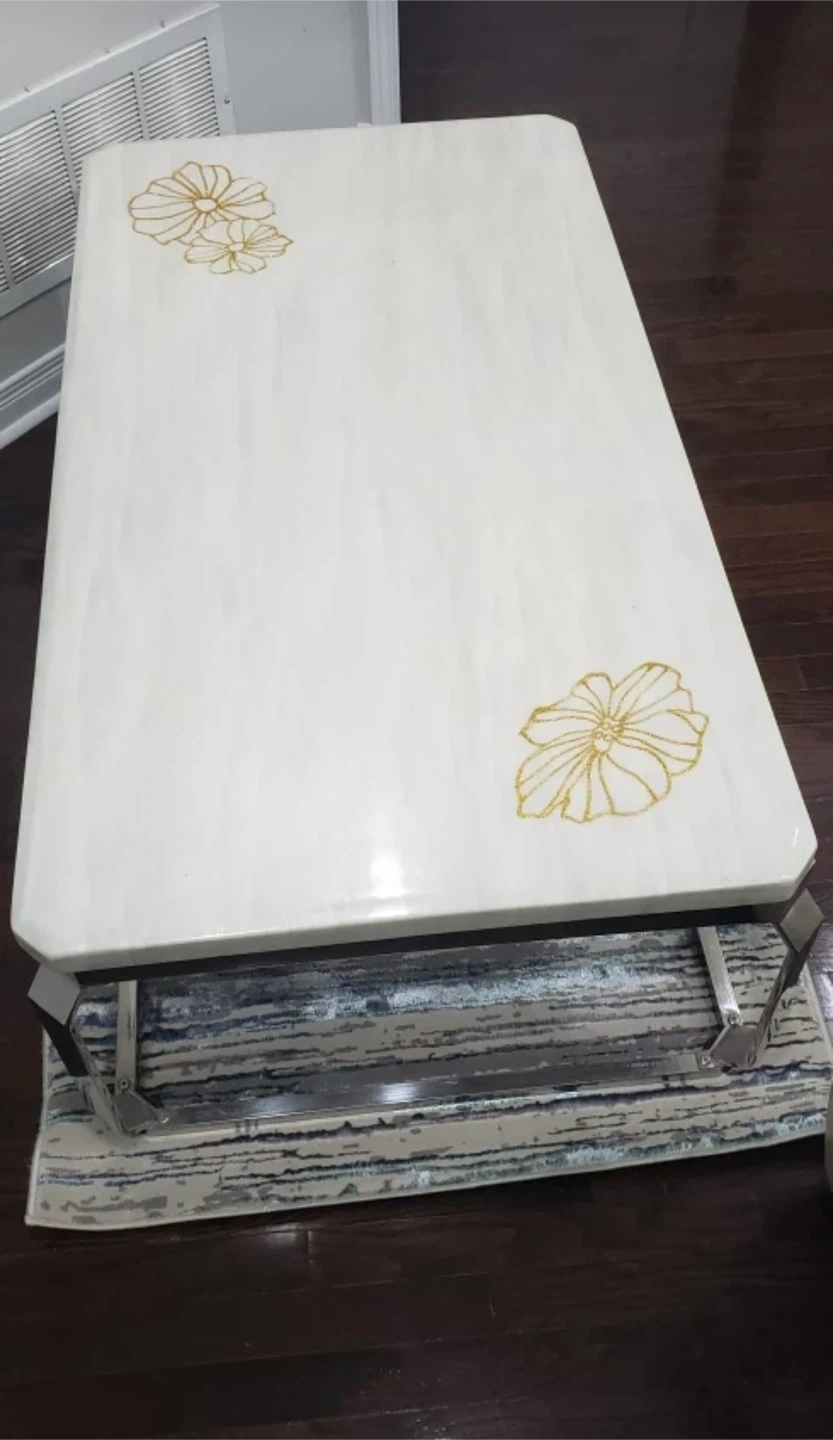 White coffee table with gold floral design MOVE OUT SALE!!