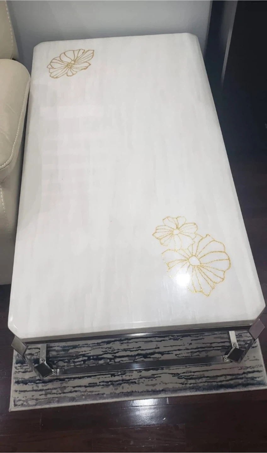 White coffee table with gold floral design MOVE OUT SALE!! - photo 4