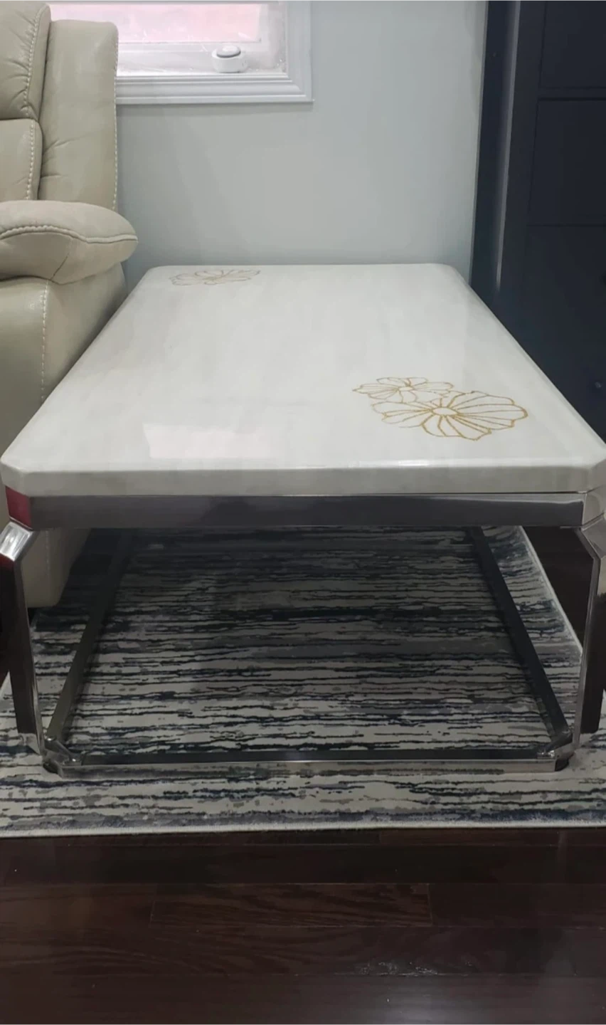 White coffee table with gold floral design MOVE OUT SALE!! - photo 5