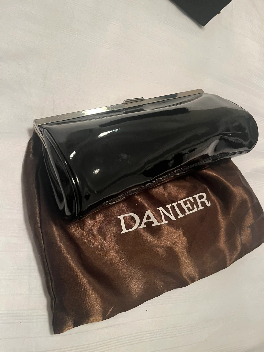 Danier Black Patent Clutch with Dust Bag - photo 2