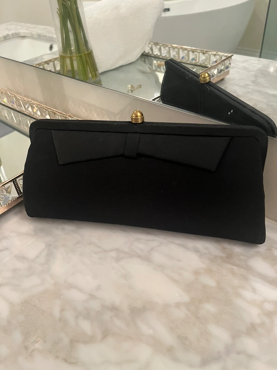 Black Clutch with Gold Chain - photo 2