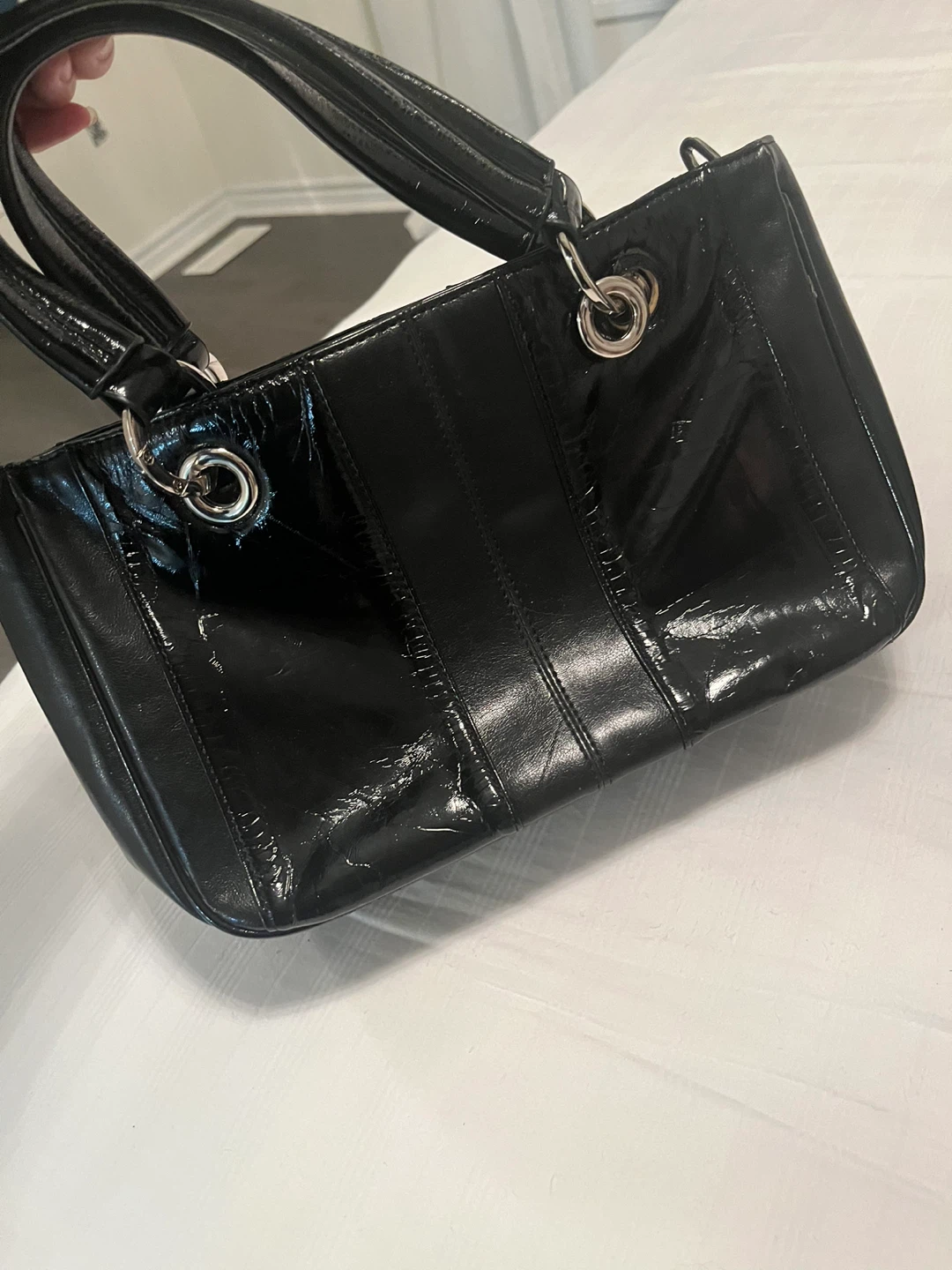Black Patent Leather Handbag