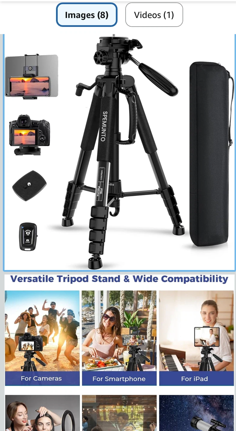 SPIMUMTO Tripod Stand 75 inch Black with Remote