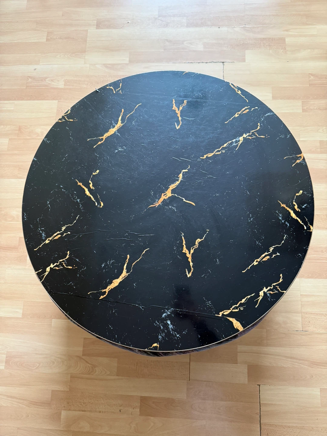Round Coffee Table with Ottoman Base