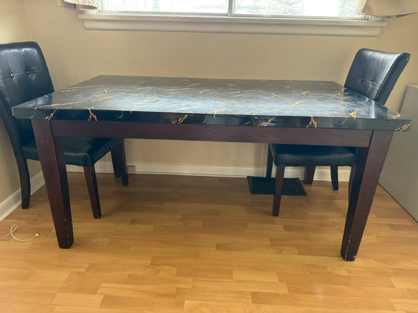 Black Marble Top Dining Table with  Chairs - photo 3