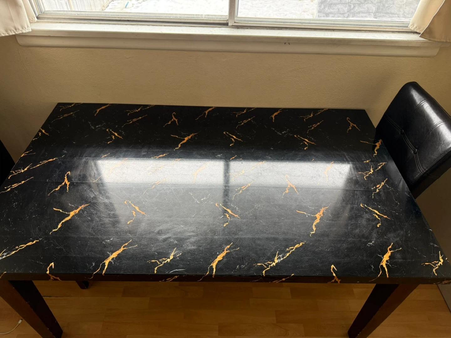 Black Marble Top Dining Table with  Chairs - photo 2