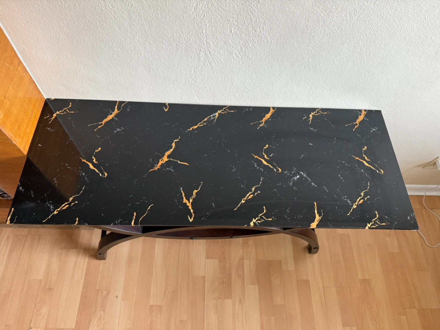 Console Table - Black Marble Top with Wood Base - photo 2