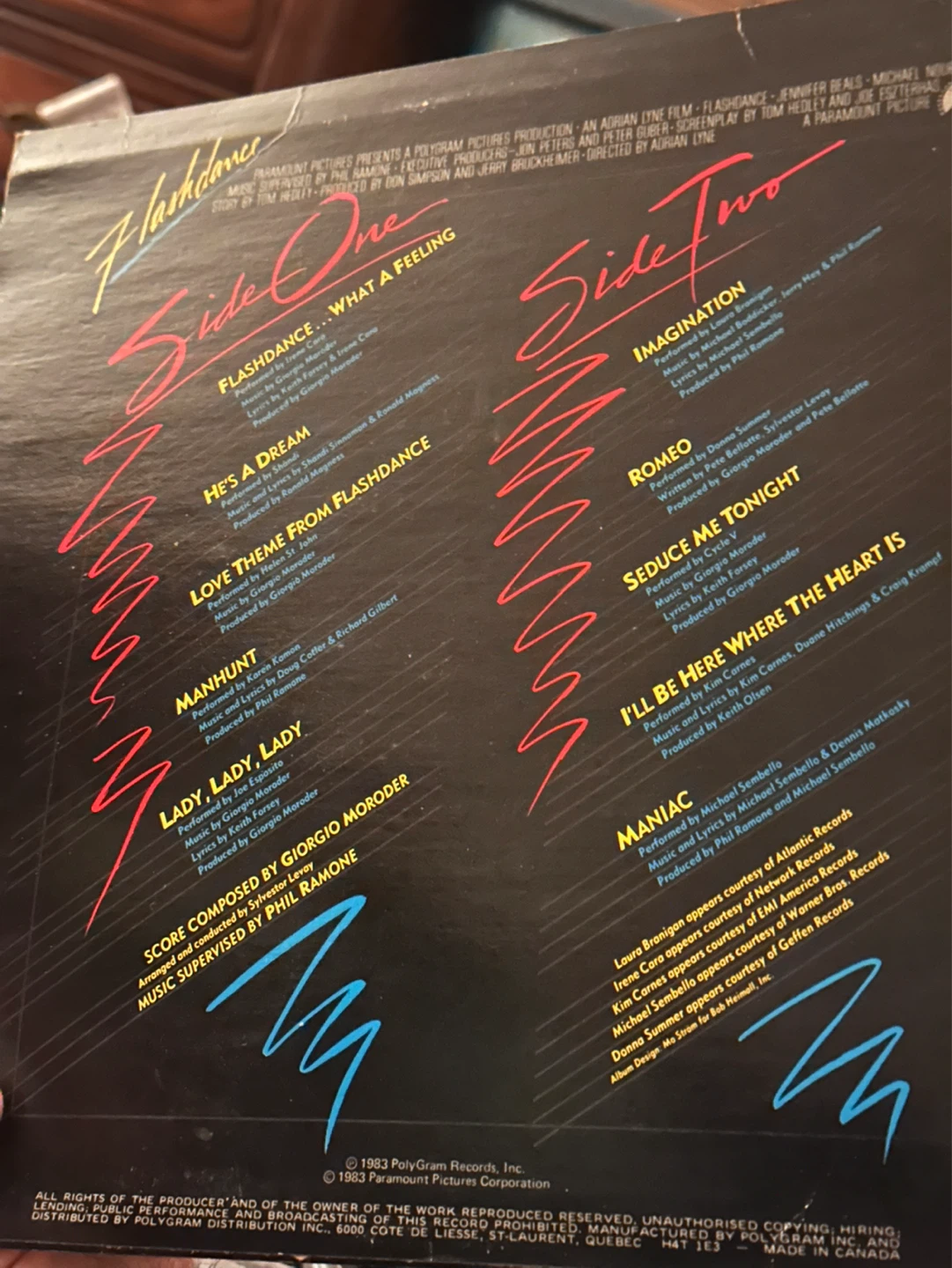 Flashdance Soundtrack 12" Vinyl LP 1983 Kim Carnes Donna Summer - photo 3
