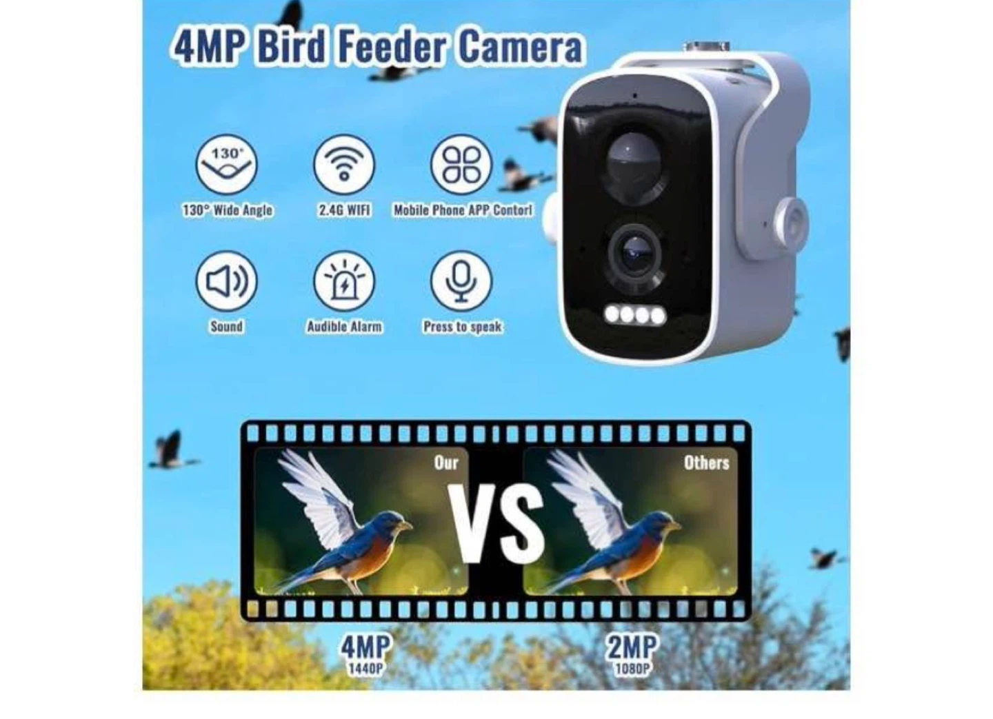 4MP Bird Feeder Camera with Solar Panel and Wi-Fi - photo 3