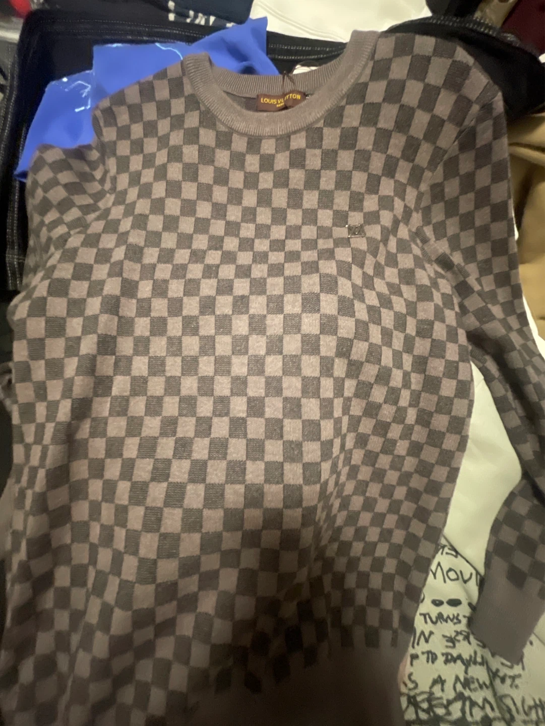 Louis Vuitton Monogram Checkered Sweater - Size 3XL