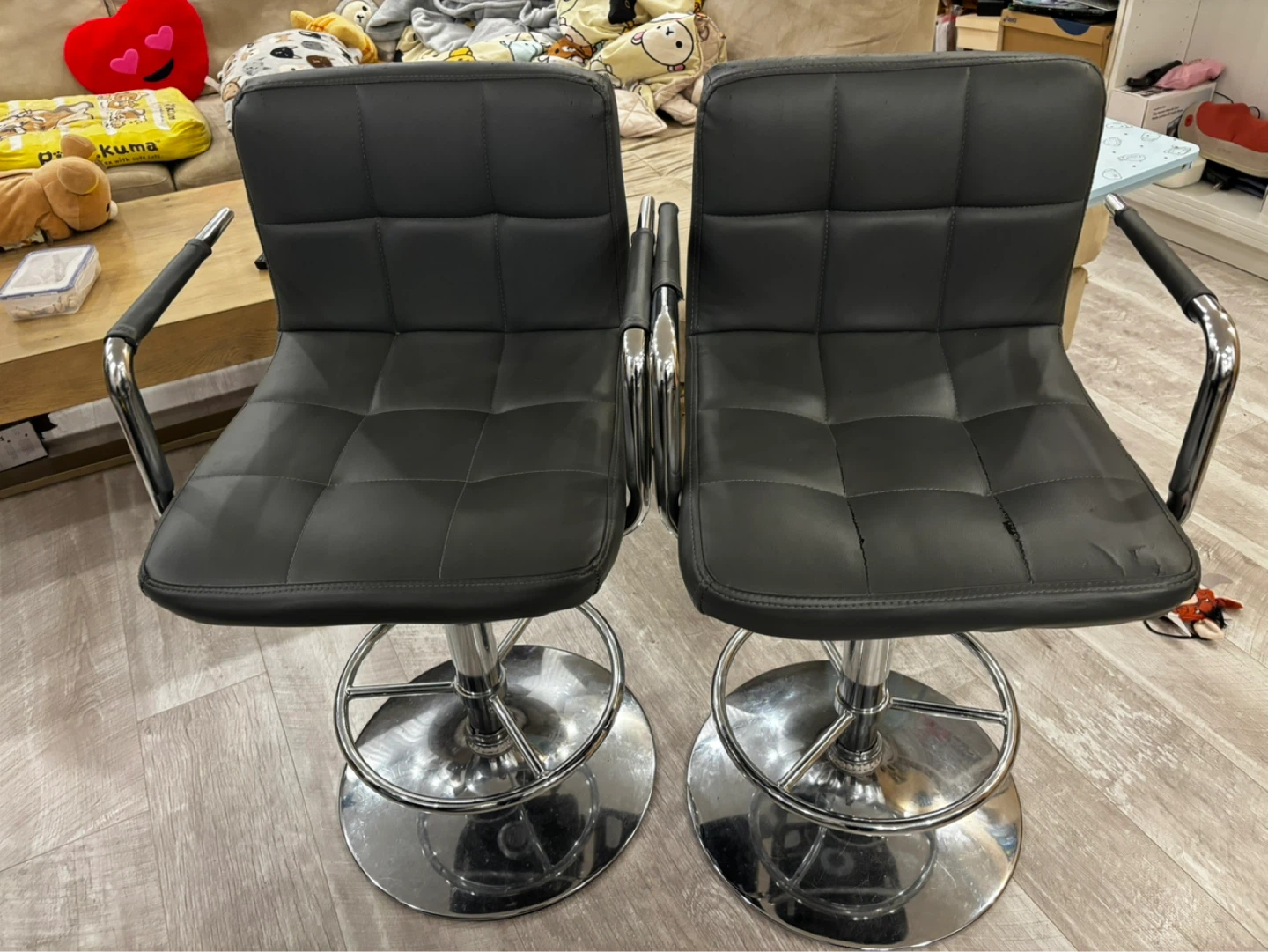 Black Faux Leather Bar Stools (Set of 2)
