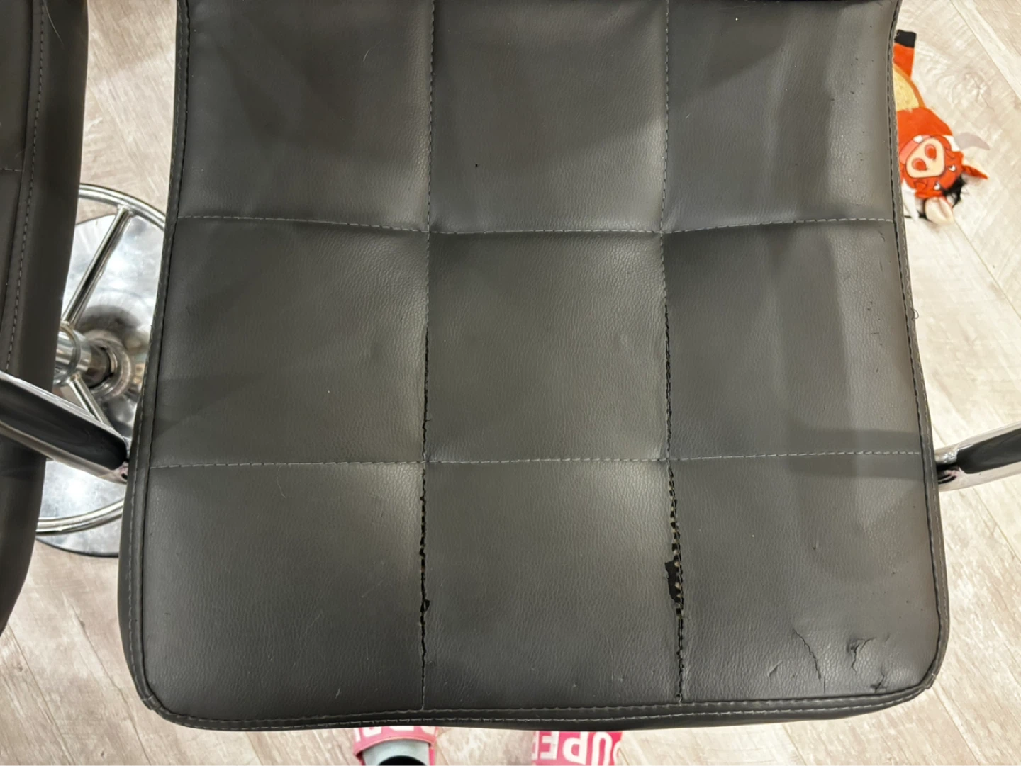 Black Faux Leather Bar Stools (Set of 2) - photo 3