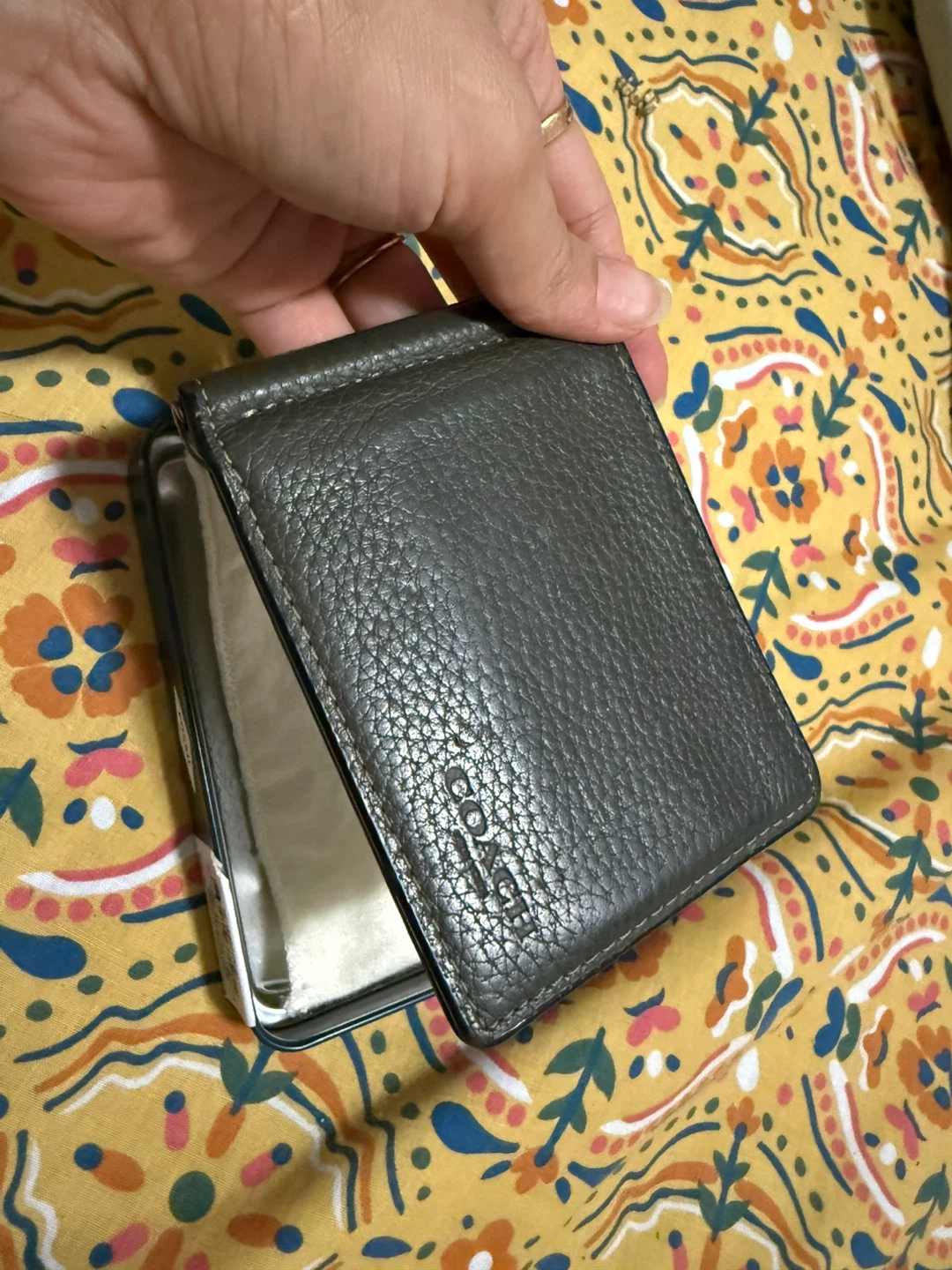Coach Slim Money Clip Billfold Wallet - Gunmetal/Olive