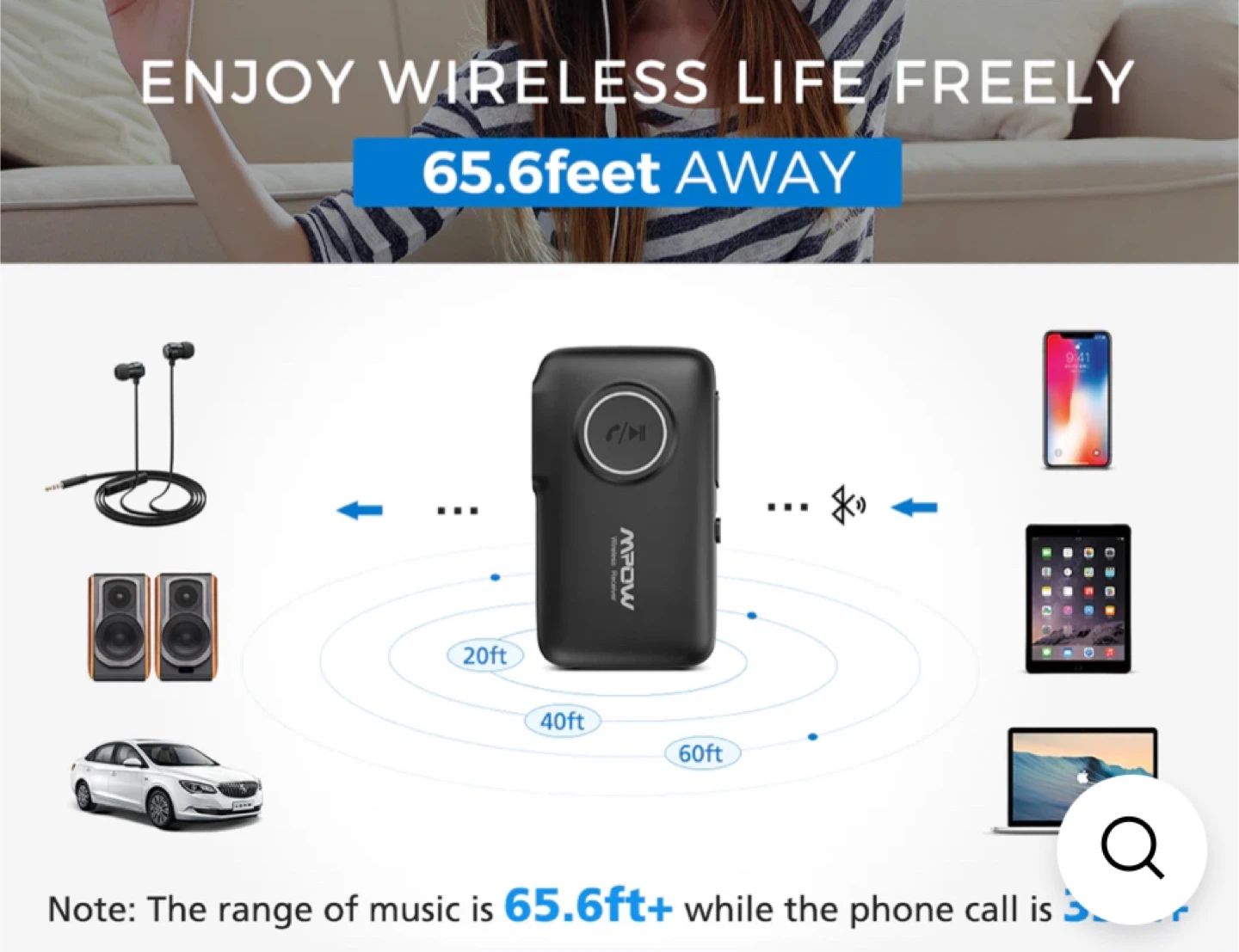 MPOW BH298B Wireless Audio Bluetooth Receiver NEW - photo 3