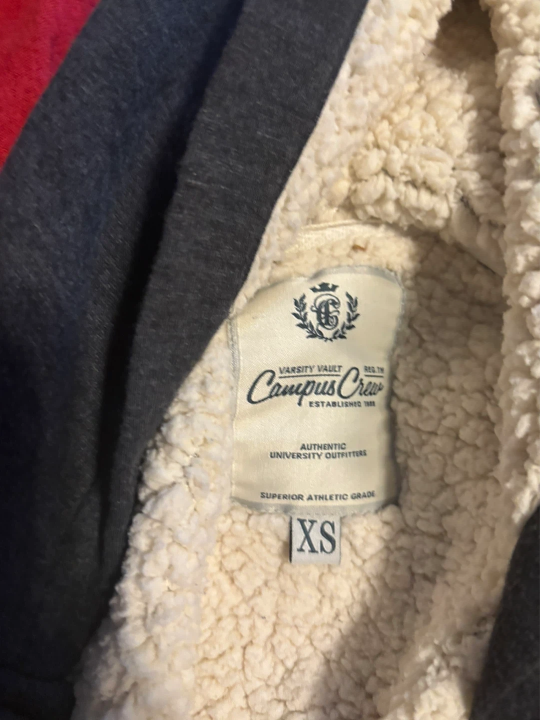 Campus Crew Sherpa Lined Hoodie Grey XS - photo 2