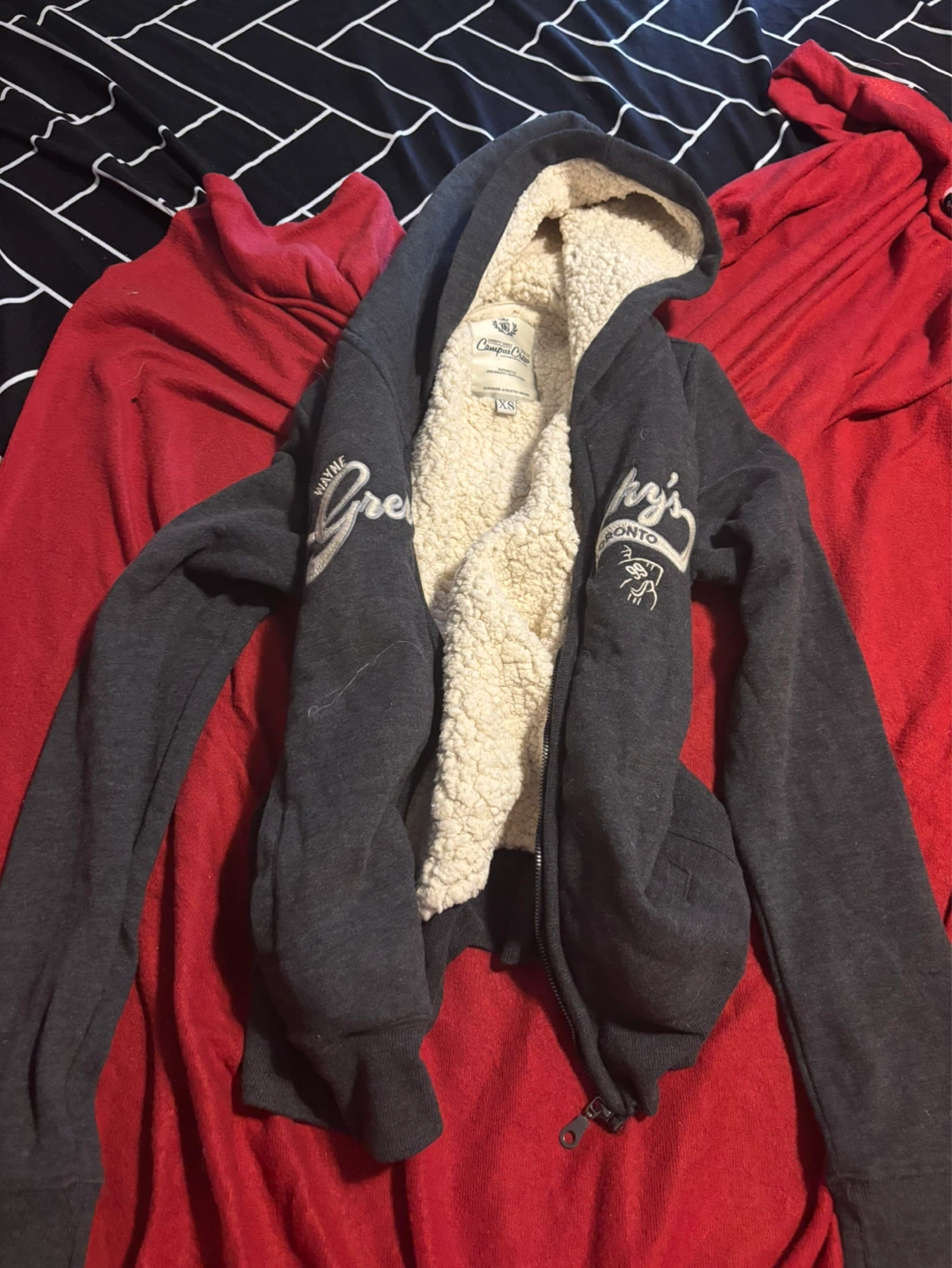 Campus Crew Sherpa Lined Hoodie Grey XS