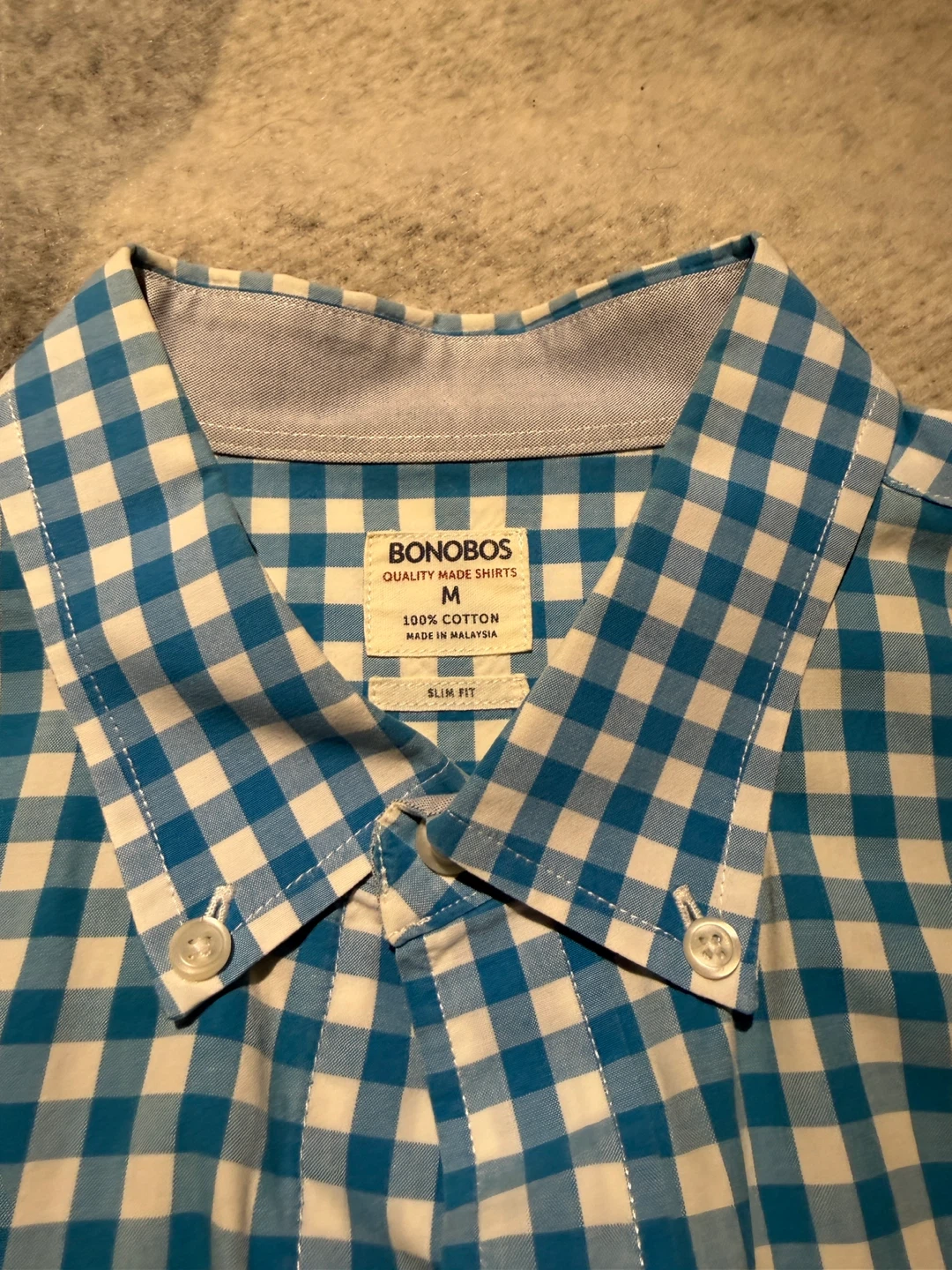 Bonobos Blue Gingham Slim Fit Button-Down Shirt - Size M - photo 3