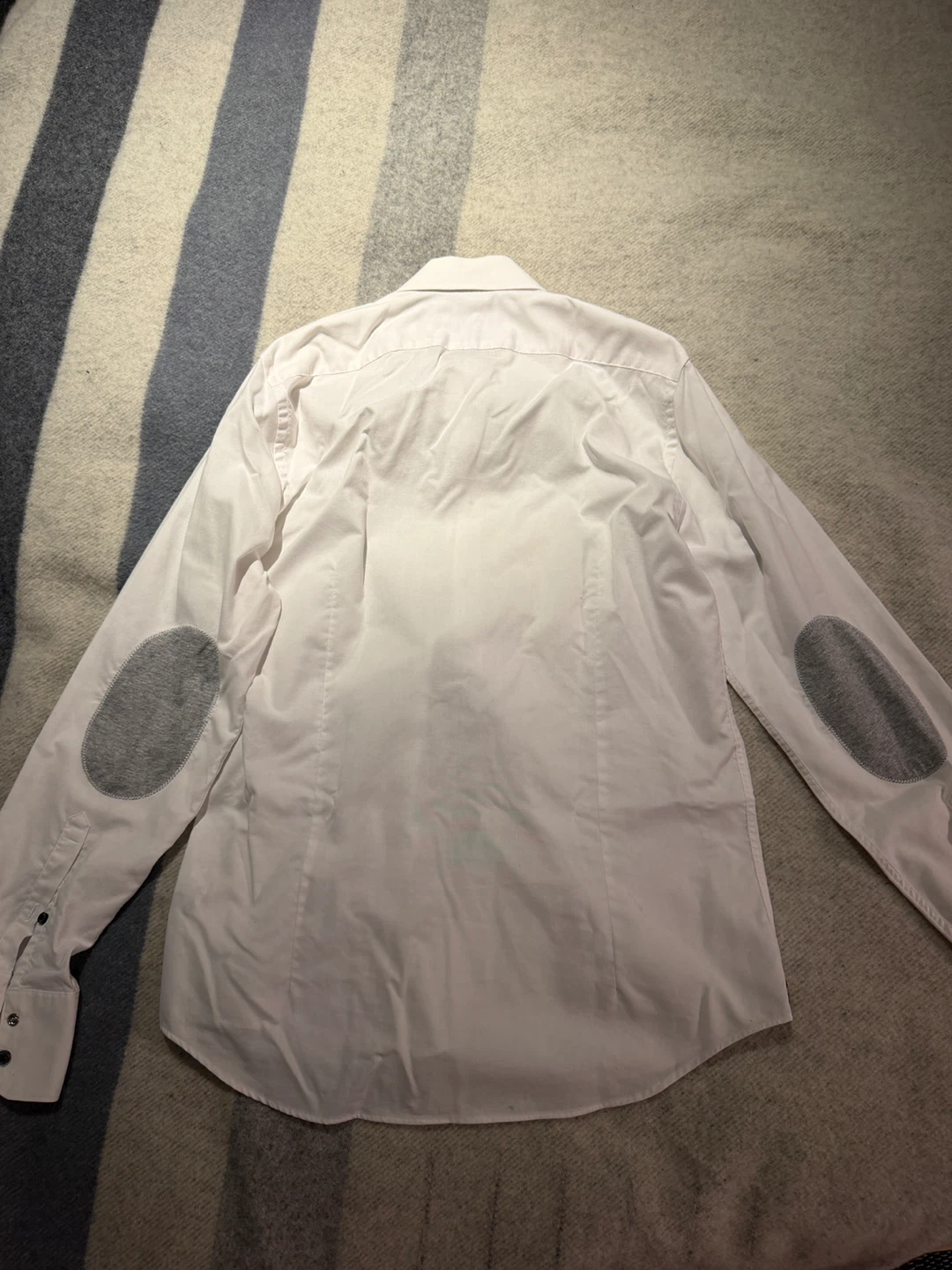 Blue Industry White Button-Up Shirt with Elbow Patches - photo 2