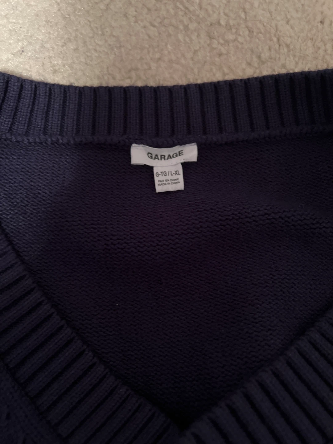 Garage Navy V-Neck Sweater - Size TG/L/XL - photo 3