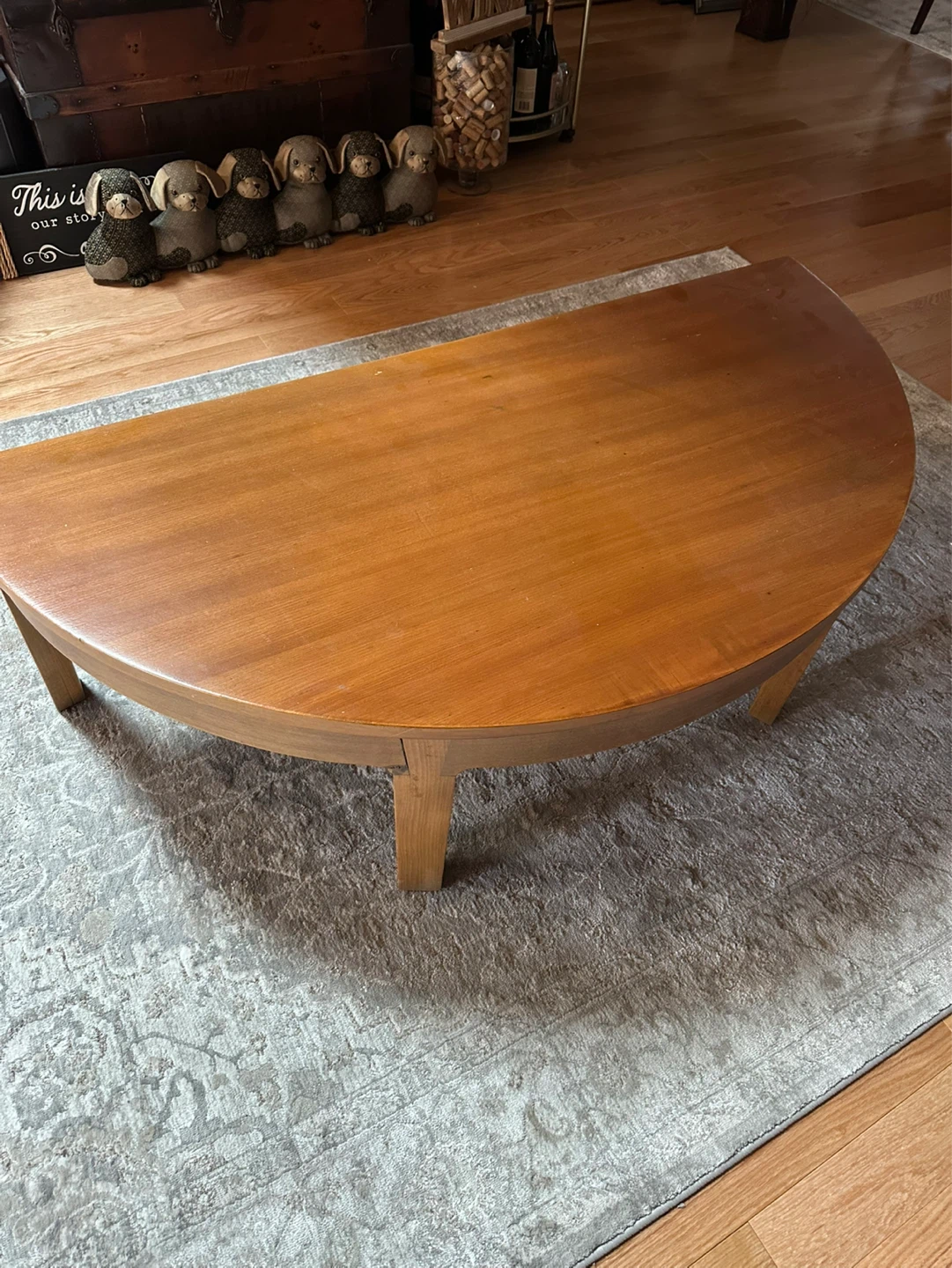 Wooden Half-Circle Coffee Table