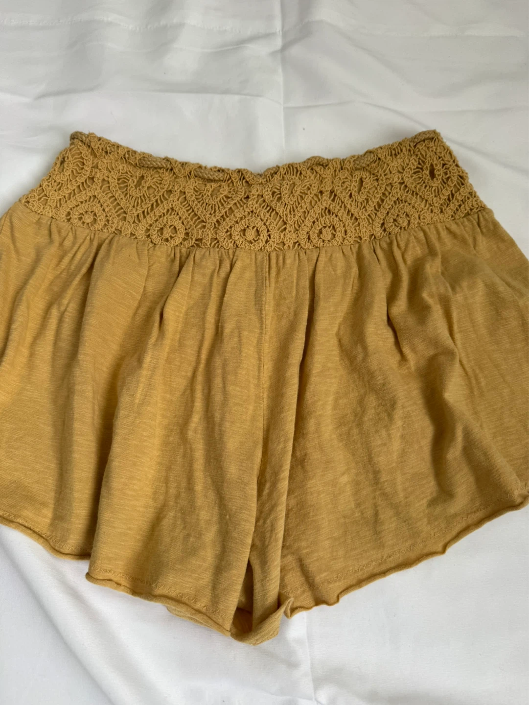 Aerie Mustard Crochet Waist Shorts nwt xs - photo 3