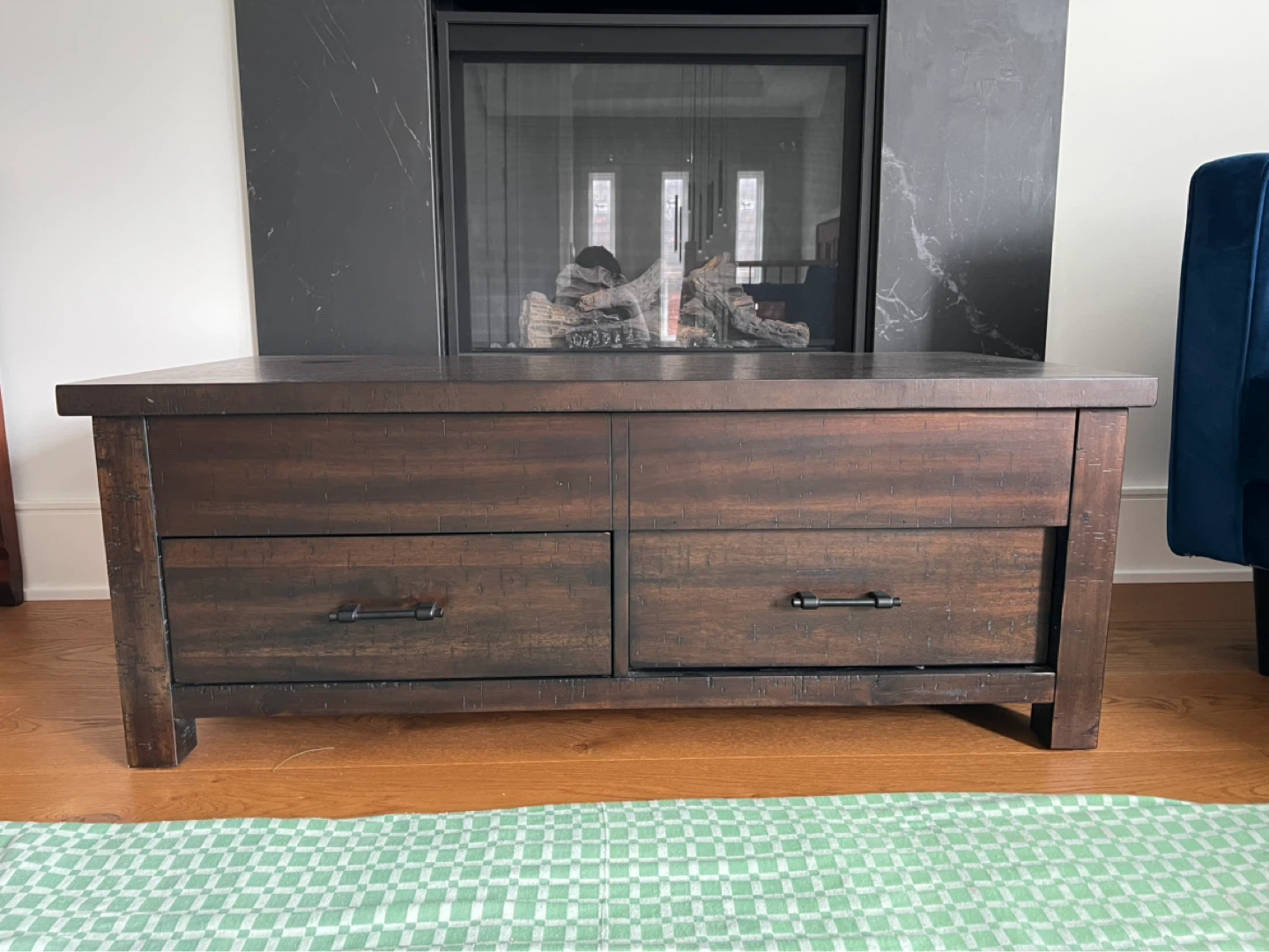 Dark Wood Lift-Top Coffee Table with Drawers - photo 2
