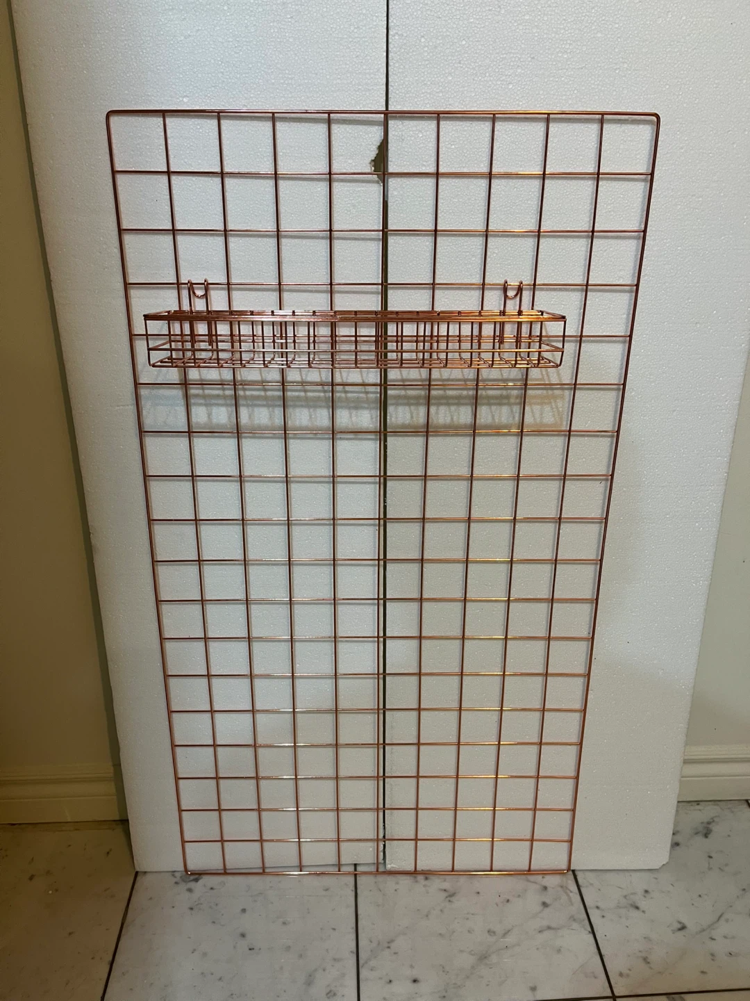 Rose Gold Grid Panel with Clips & Hooks