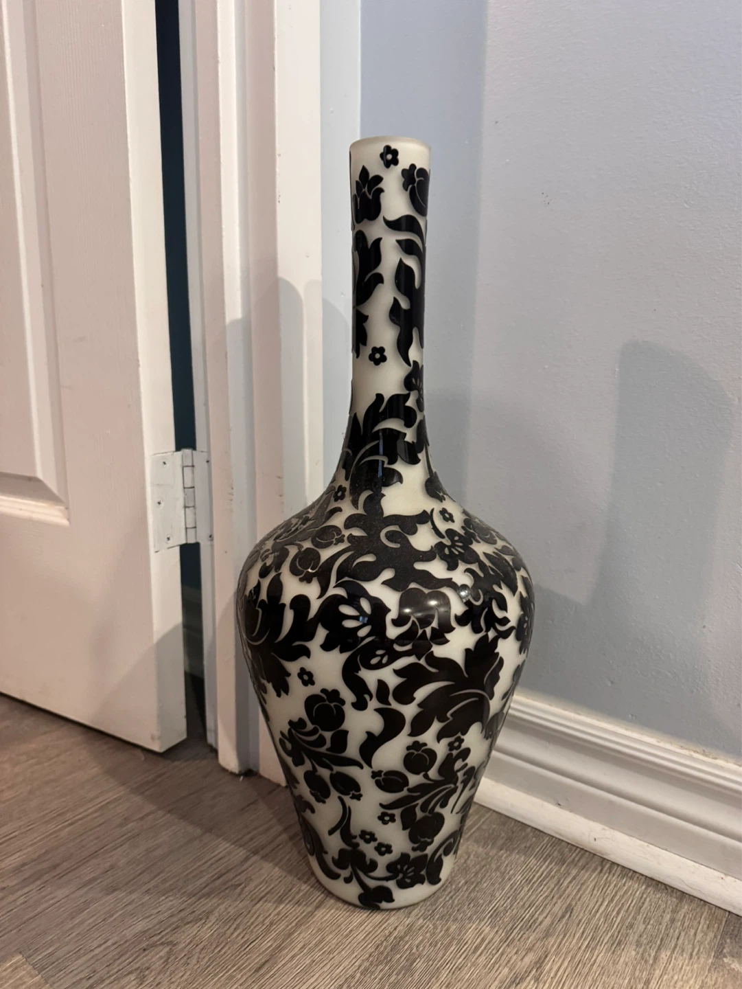 Decorative Vase with Black and White Floral Pattern
