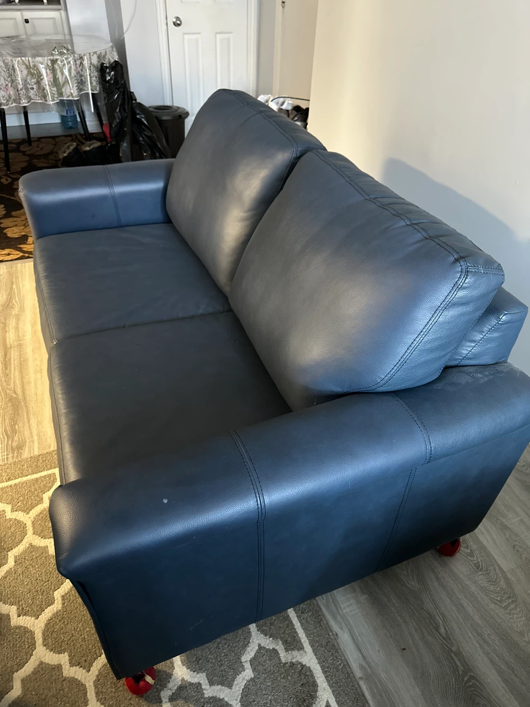 Blue Leather Sofa - photo 2