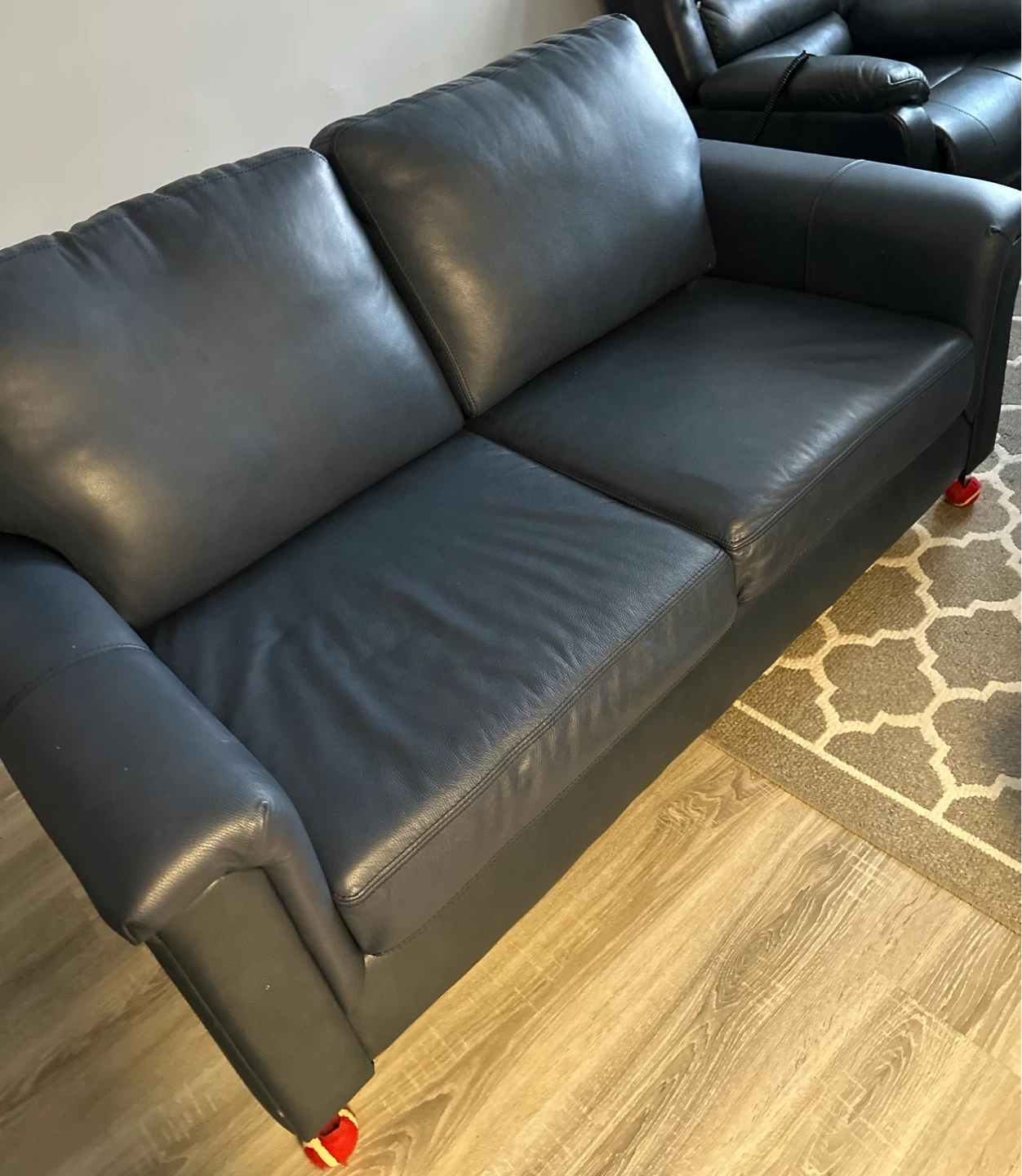 Blue Leather Sofa - photo 3
