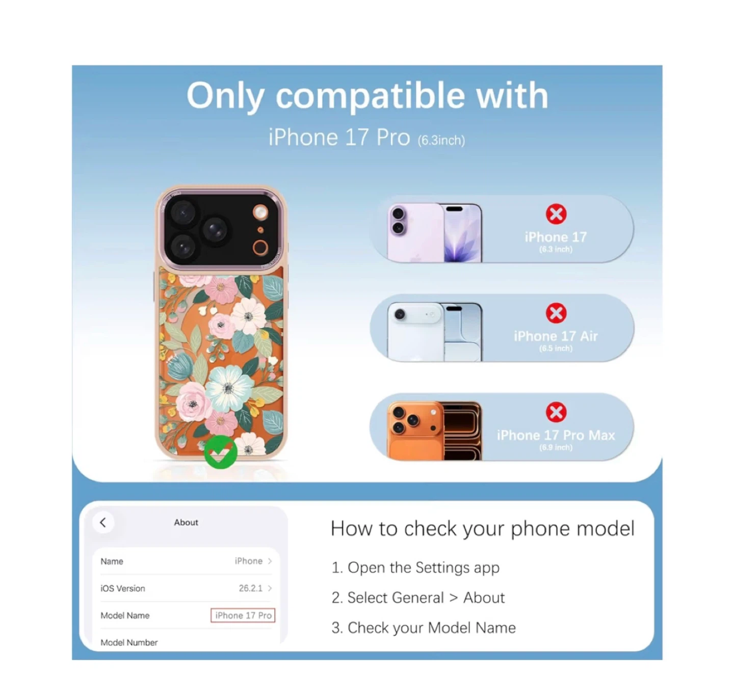 Brand new Clear Cute Flowers Floral for iPhone 17 Pro 6.3" Case - photo 4
