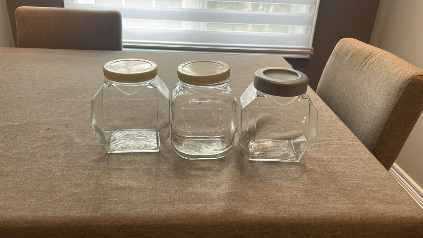 Set of 3 Clear Glass Cookie Jars