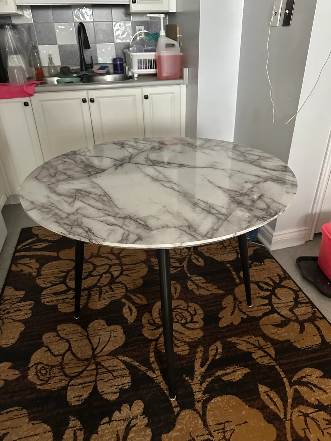 Marble top round dining table